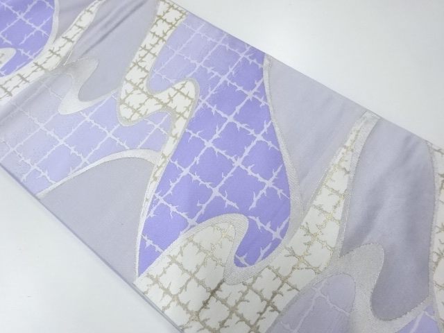 アンティーク　格子に流水模様織出し袋帯（材料）